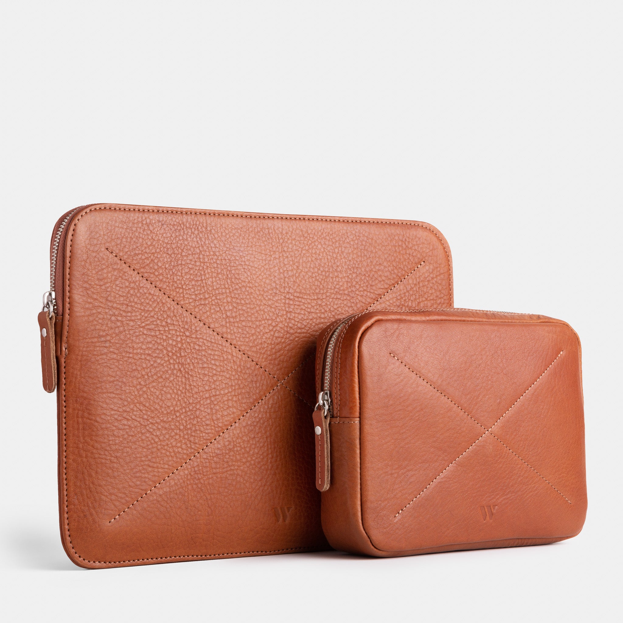 Walden® MacBook/PC Laptop Case + Genuine Leather Tech Bag Bundle · Terra
