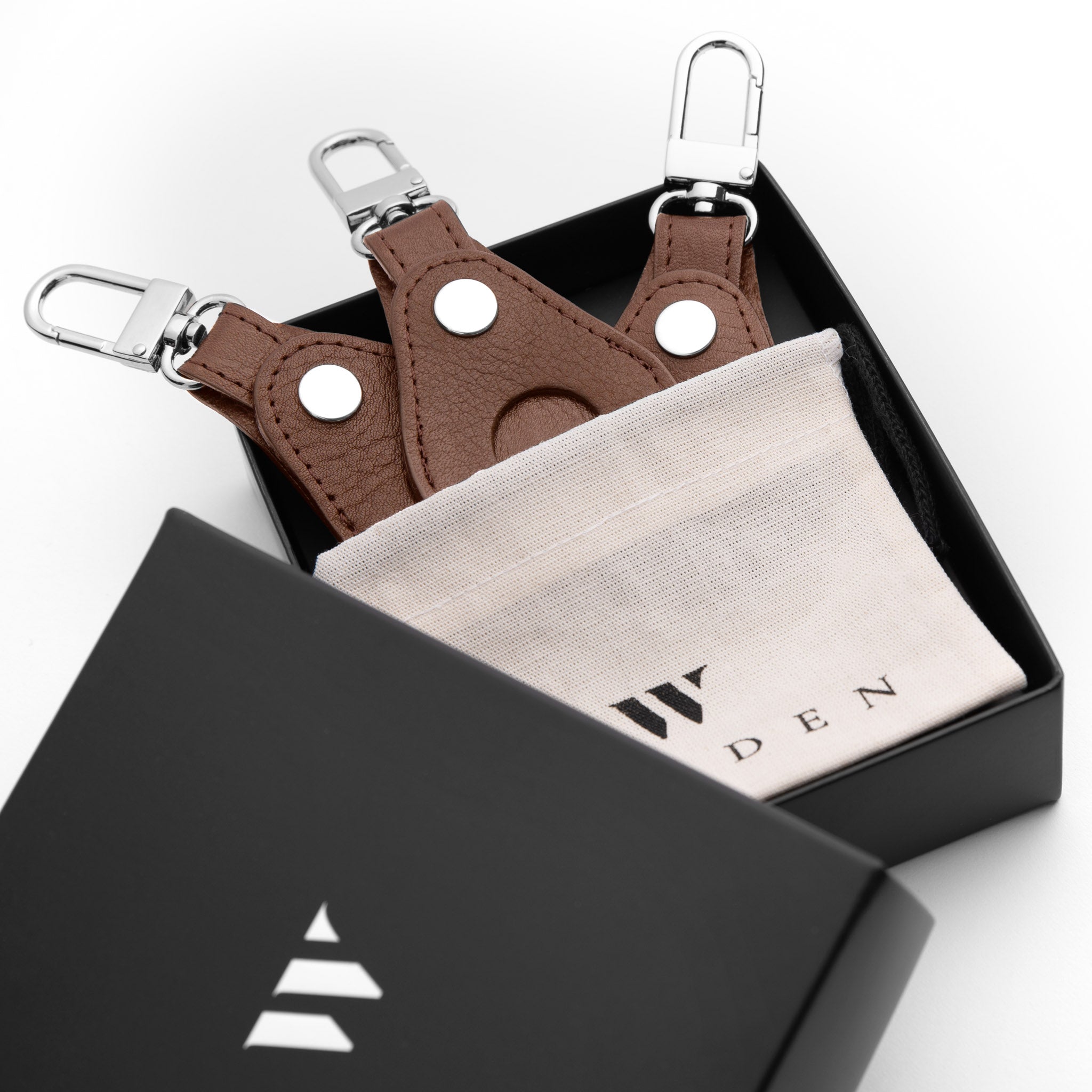 Walden® Genuine Leather Airtag Keychain Bundle Kit x3 · Moca #color_moca