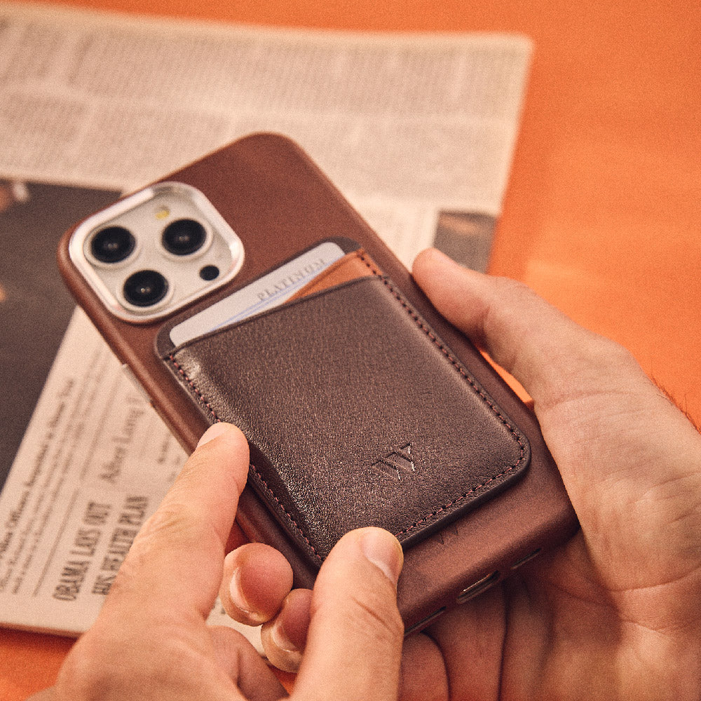 Walden® Genuine Leather iPhone Case + MagSafe Wallet · Moca