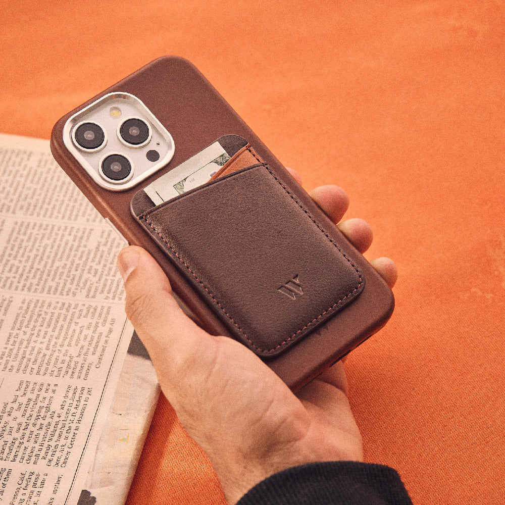 Walden® Genuine Leather iPhone Case + MagSafe Wallet · Moca