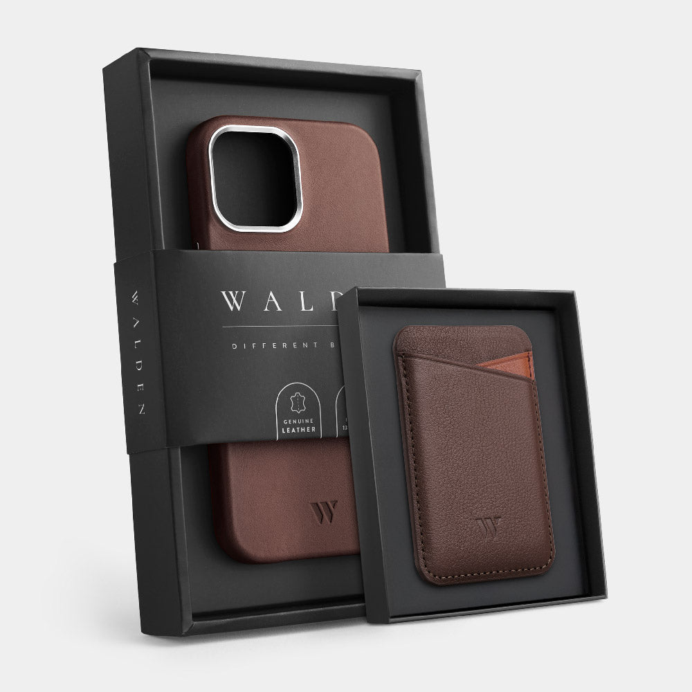 Walden® Genuine Leather iPhone Case + MagSafe Wallet · Moca