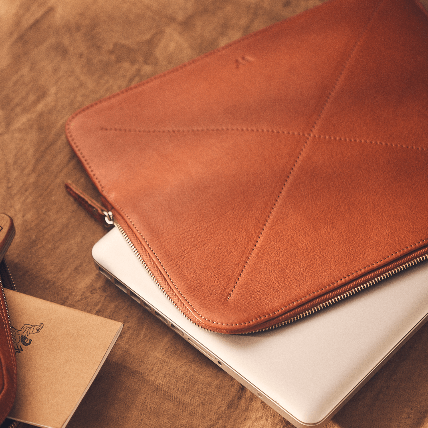 Walden® MacBook/PC Laptop Case + Genuine Leather Tech Bag Bundle · Terra