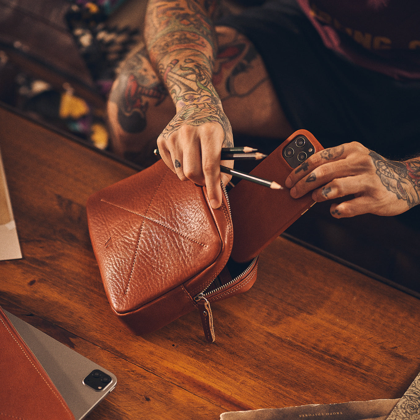 Walden® Genuine Leather Tech Bag · Terra #color_terra