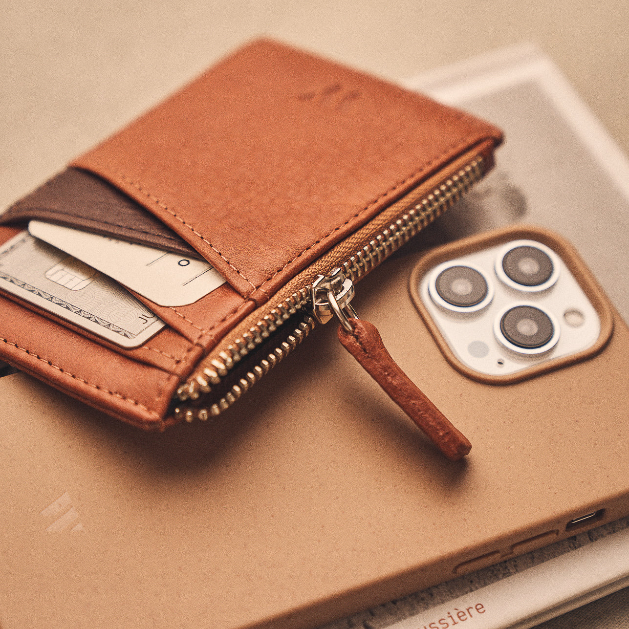 Walden® Genuine Leather Zipper Card Holder · Terra #color_terra