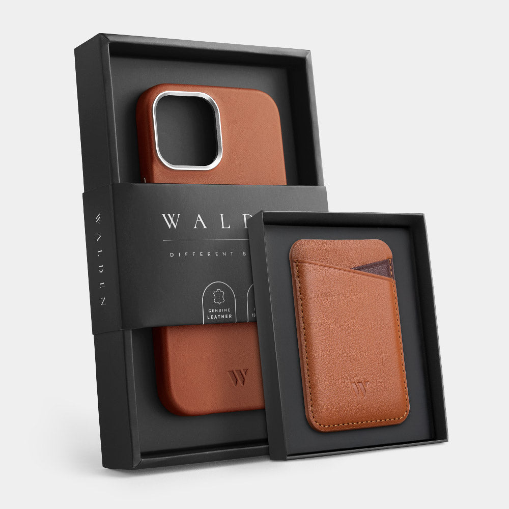 Walden® Genuine Leather iPhone Case + MagSafe Wallet · Terra