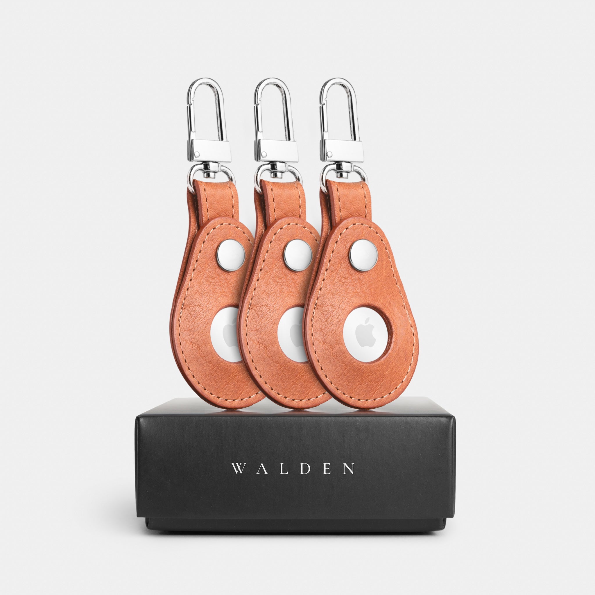 Walden® Genuine Leather Airtag Keychain Bundle Kit x3 · Terra #color_terra