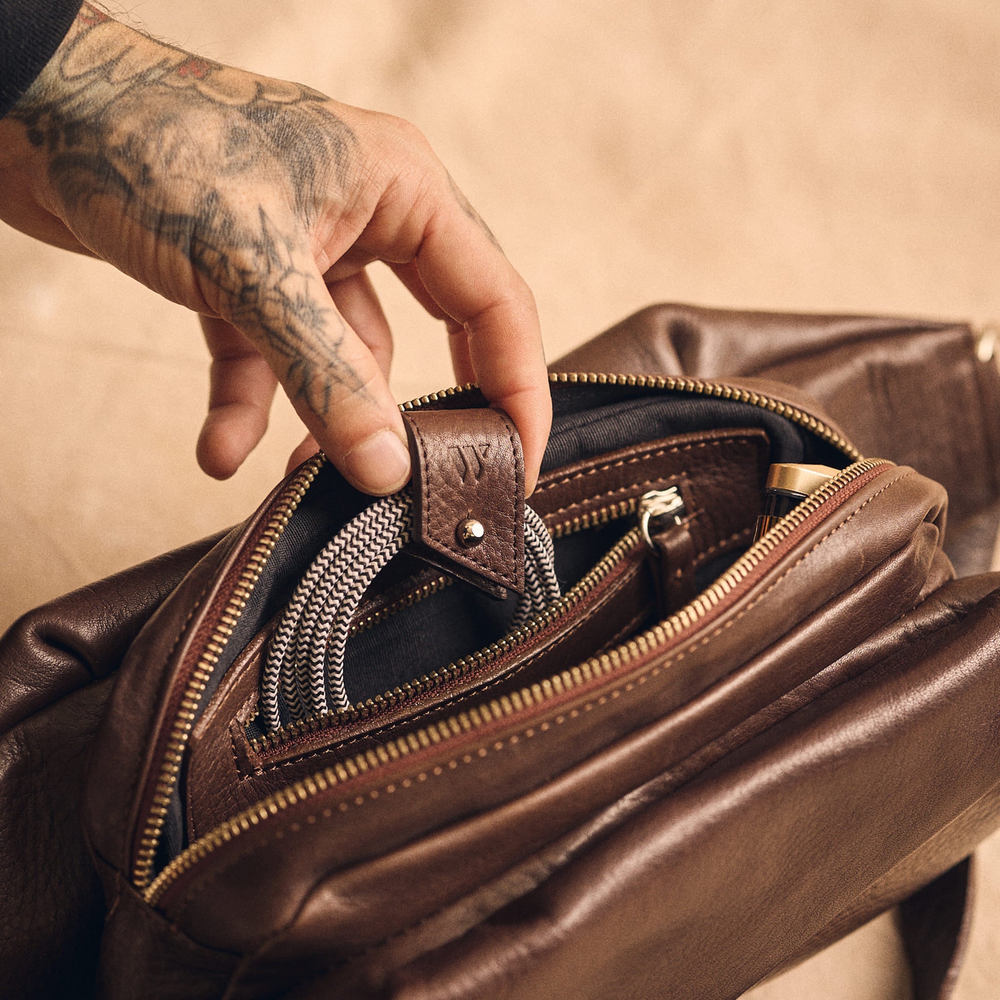 Walden® Genuine Leather Cable Holders · Moca #color_moca